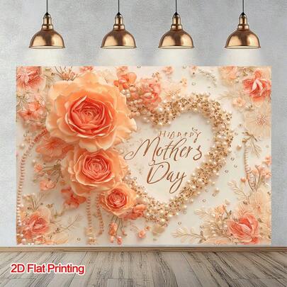 2D Flat Version, [Party Banner] 2D Flat Banner 1 Mother's Day Banner Decoration Background Happy Mother's Day Photography Background Cloth Seasonal Festival Background Suitable For Indoor And Outdoor Garden Courtyard Party Home Decoration Banner