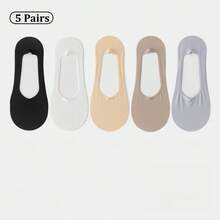 1/3/5 Pairs Spring And Summer Ice Silk Boat Socks For Women, Anti-Slip, No Heel Slipping, Invisible Socks, Thin Low-Cut Socks, Breathable Cool Socks - Multicolor - View 32