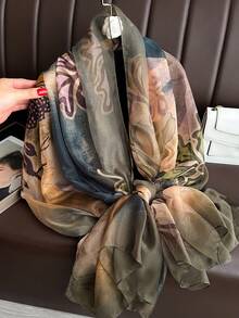 1条女士雪纺围巾，轻盈百搭，春秋皆宜，可作披肩、围巾、围脖，兼具艺术旅行防晒功能。 - 紫紅色 - 查看 3