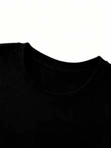 T-shirt femme avec une impression amusante d'un chat bleu "Je ne veux pas aujourd'hui". Design mignon de dessin animé kawaii, léger et durable, Top décontracté à col rond noir, convient pour la maison, le bureau et les loisirs, lavable en machine. - Noir - Voir 4