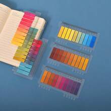6pcs/7pcs Gradient Color Sticky Notes - Transparent PET Index Tabs With Ruler, Essential For Back To School - Multicolor - View 4