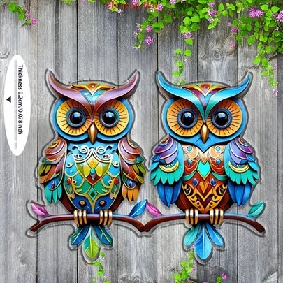 2D Flat, 2D Bohemian Style Acrylic Owl Wall Decoration - Colorful Outdoor/Indoor Hanging Ornament, Suitable For Garden, Patio, Living Room, Bedroom - No Electricity Required, Unique Gift For Family And Friends, Exquisite Feather Details, 2D Flat