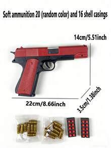 Pistola de juguete con expulsión manual de casquillos para adolescentes, 10 balas blandas, 8 casquillos, proporciona aprendizaje de juego de tiro para adolescentes, diseño de pistola, regalo de cumpleaños (Este producto tiene dos opciones: con texto y sin texto, entrega aleatoria, algunos colores de accesorios se entregan al azar, y puede haber errores en la medición del tamaño manual) - Multicolor - Ver 17