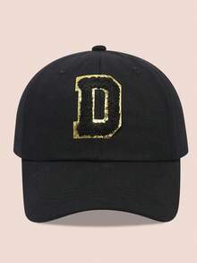 1 buah Topi Baseball Anak-Anak dengan Huruf Hitam, Topi Pelindung Matahari untuk Anak Laki-Laki dan Perempuan, Cocok untuk Aktivitas Luar Ruangan dan Penggunaan Sehari-hari - Label hitam dan emas - topi baseball kain hitam - View 52