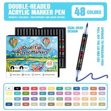 返校季双头丙烯马克笔套装，12/24/36/48/60/72/100/120色可选，软头和细头，水性速干防渗色，适用于陶瓷/金属/玻璃/织物/石材/塑料等材质，可用于艺术绘画/DIY手工/日记/陶瓷装饰等。 - 雙頭馬克筆 - 查看 19