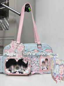 1个休闲时尚街头风甜美可爱波点星星透明徽章装饰单肩包，适合日常、通勤、聚会、送礼、斜挎包 - 彩色 - 查看 11