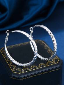 一对欧美风格金属耳环 - 393500銀色 - 查看 3