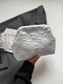 新款压纹云朵手拿包，大容量口红包，晚宴包 - 白色 - 查看 5