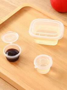 50pcs/Pack Disposable Seasoning Containers With Sealed Lids, Suitable For Takeout, Sauce Dishes, Integrated Chili Sauce And Soy Sauce Small Plate Compartment Boxes - Multicolor - View 8