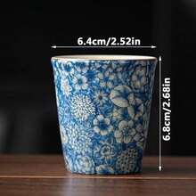 1pc Ru Kiln Ceramic Tea Cup, Handhold Beverage Mug, Single Cup Tea Set - Blue - View 4