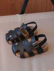 3-6岁女童秋冬春秋季中国风圆头鞋 - 黑色 - 查看 2