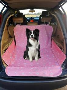 1件粉色/粉色防水牛津布汽车后备箱宠物垫，防尘防掉毛，通用SUV后备箱垫，耐用后排座椅狗座套 - 黑色 - 查看 1