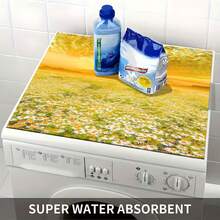 1pc Flower & Bow Pattern Silicone Mat, Warm Family Atmosphere, Silica Gel, Anti-Slip, Suitable For Washing Machine Cover, Dryer Cover, Coffee Machine Mat, Kitchen Counter Mat, Multi-Purpose Household Mat - Klein Blue Flower - View 7