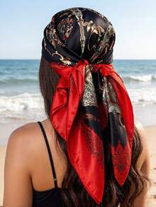 1pc Women's Headscarf, New Arrival Spring/Summer Fashion Paisley Print Headband, Versatile Square Scarf, Retro Pattern Silk Scarf, Minimalist Luxurious Satin Scarf, Suitable As Headband, Headscarf, Etc., Ideal For Enhancing Your Overall Look. - Multicolor - View 6