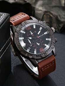 2pcs Men's Fashion Lightweight Wallet + Watch Set, Surprise Gift For Father's Day, Birthday, Anniversary - Brown - View 4