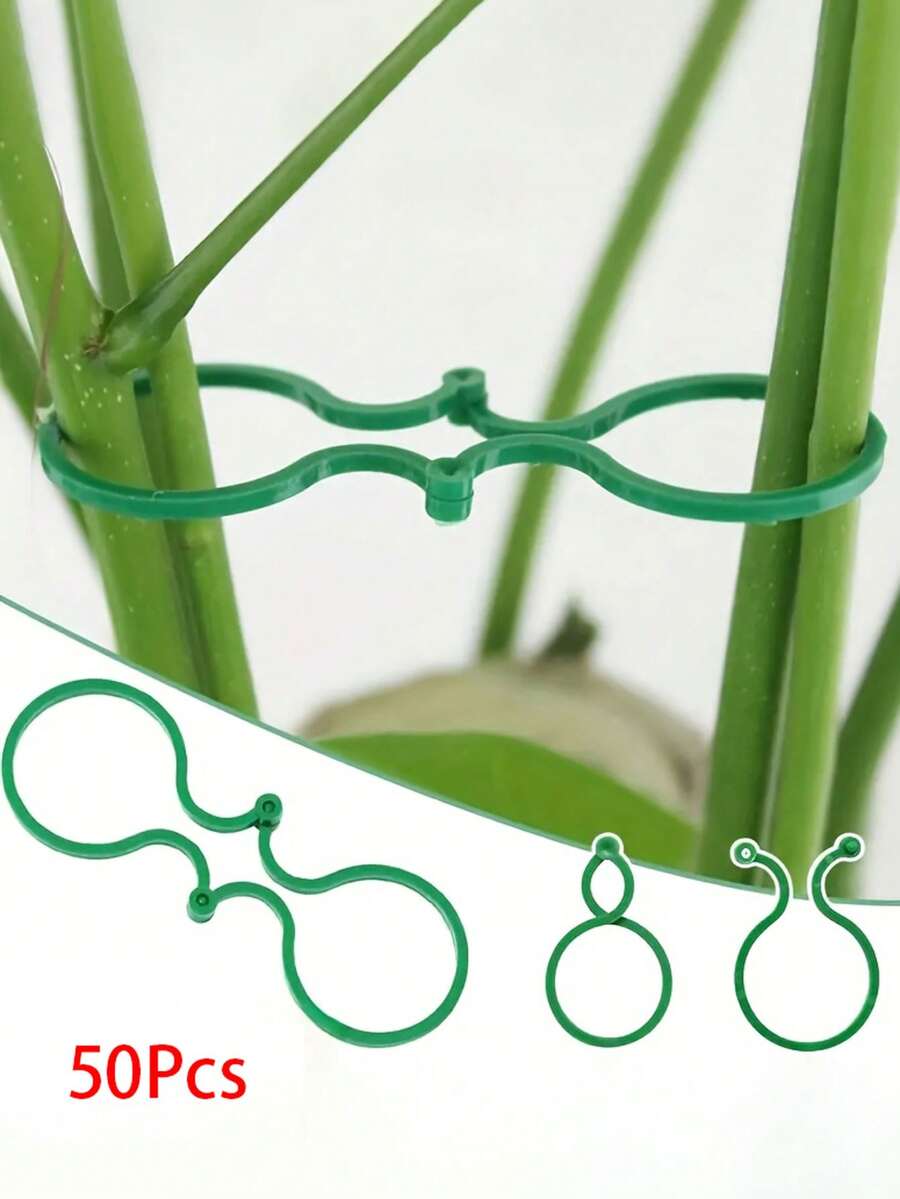 50pcs Multi-Size Plant Support Clips And Garden Trellis Connectors - Butterfly Shaped Clamps To Secure Stems, Durable Plastic Plant Clips For Climbing Vines, Roses, Tomatoes And Potted Plants, Easy Installation Reusable Gardening Accessories To Support Stems And Promote Healthy Plant Growth - Figure 8 Button - View 1