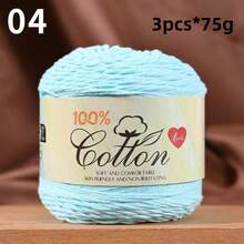 3-Pack Premium 100% Cotton Yarn, Soft & Cozy, Suitable For Handmade Sweaters, Scarves, Hats, Jackets, Vests, Shawls, Cushions, Etc. 3 Skeins X 75g = 225g - 75g Cotton - View 28