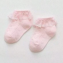 5/1 Pair Baby/Toddler Girls' Lace Trim Socks, Sweet Princess Style, Dance Socks, Breathable Mesh, Contrast Lace Design, White, Pink, Fashionable & Elegant, Classic Versatile, Suitable For Spring/Summer/Autumn, 0-5 Years Old, Lovely Gift - Multicolor - View 11