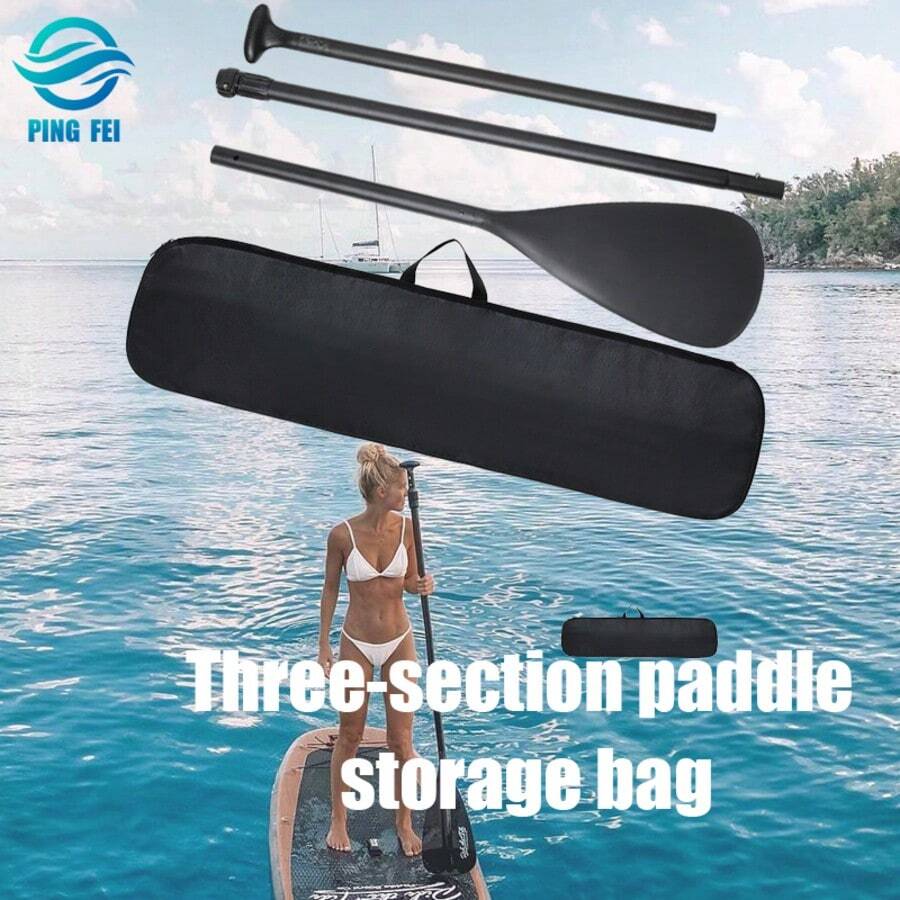 KotteSen 1pc Black 3-Section Kayak Paddle Bag, Comfortable Nylon Carry Bag, Portable Canoe Paddle Storage Case, Surfing Oar Organizer, Detachable Kayak Paddle Holder