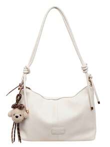 Women's Fashionable Versatile Minimalist Crescent Shoulder Bag - White - View 8
