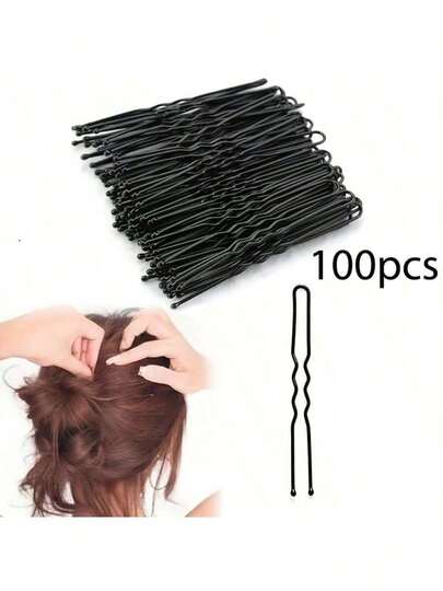 100 piezas Elegantes Pasadores de Cabello en Forma de U, Pasadores de Cabello Invisibles para Mujeres - Adecuados para Flequillo y Línea del Cabello, Material Duradero, Diseño Minimalista, Agarre , Adecuado para Varios Peinados como Coletas y Trenzas - Accesorios de Cabello Profesionales Diarios, Pasadores de Cabello Nupciales Lindos, Perfectos para Peinados de Boda, Pasadores de unicolor, Pasadores Anti-Rotura