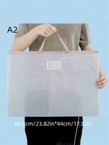 1个加厚A2/A3/A4文件袋，透明网眼设计，两种款式网眼拉链袋，适合存放学生试卷和美术用品 - 彩色 - 查看 22