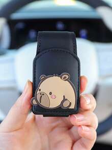 1个可爱卡通猫咪心形磁性皮革汽车遮阳板夹，多功能时尚眼镜架和卡片收纳夹 - 均碼 - 查看 10