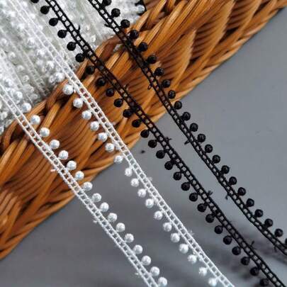 2/5/9米高品质黑白尼龙蕾丝花边，数量充足，点状花边，复杂结饰图案，适用于缝纫、工艺品、服装和家居装饰，是手工制作的必备品 | 珠饰蕾丝花边 | 蕾丝面料