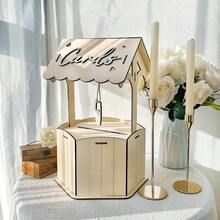 Hộp đựng thiệp bằng gỗ mộc mạc có khóa, thích hợp cho đám cưới, tiệc mừng em bé, sinh nhật, lễ tốt nghiệp. - Nhiều màu - Xem 3