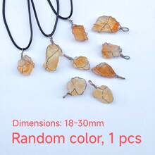 1pc Natural Stone Crystal Labradorite Pendant Necklace, Amethyst Crystal Wrapped Wire Pendant Necklace With High-Quality Leather Cord, Asymmetric Black Tourmaline Pendant Necklace, Suitable For Daily Wear, Gift For Men And Women - Crystal Pendant - View 9