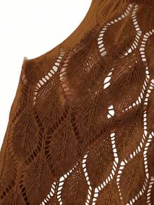 优雅女士春夏时尚日常休闲周末度假纯色针织镂空连衣裙女士V领针织连衣裙女士白色春夏长裙黄色沙滩裙简约返校夏季女士套装女士情人节长款派对连衣裙 - 焦糖 - 查看 8