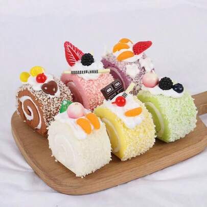 1pc Realistic Cake Roll Towel, Dessert Roll, Swiss Roll, Actual Model For Bakery Decor, Photography Prop, Home Desktop Decor, Wedding Table Centerpiece [Some Parts Random, Color Difference May Occur]