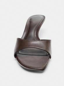 2026春夏新款女鞋，穆勒鞋款中/低跟凉鞋 - 棕色 - 查看 3