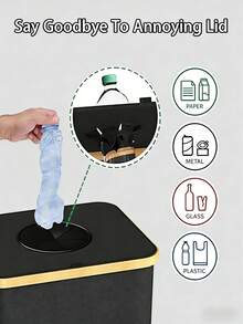 1pc 100L Large Capacity Indoor Recycling Bin With 2 Inner Bags, Suitable For Garbage, Laundry, Kitchen, Bedroom, Office, For Clothes, Bottles, Excellent Holiday Gift, Detachable & Foldable Design For Easy Sorting - Multicolor - View 9
