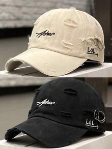 New Distressed Baseball Cap, Unisex Korean Style Embroidered Sun Visor Hat,Summer,Beach,Holiday - A - View 15