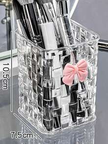 1个亚克力蝴蝶结笔筒，透明桌面收纳盒，可放置化妆刷和口红，优质 - 彩色 - 查看 7