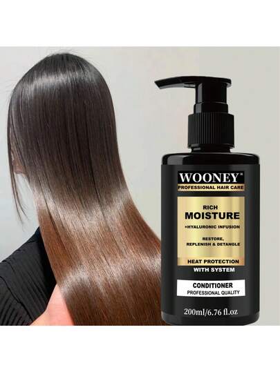 200毫升 滋润保湿护发素，带按压泵，专为干性发质设计。蕴含摩洛哥坚果油、角蛋白、大米精华、生姜提取物等丰富滋润成分，有效补充水分，轻松梳理秀发，令秀发水润亮泽，健康动人。