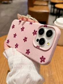 1pc Heart & Flower Pattern Litchi Texture Shockproof TPU Phone Case, Suitable As Holiday Gift For Men And Women, Compatible With Apple XS/XS Max/XR/11/12/13/14/15/16/17 Pro/Pro Max/14/15/16/17 Plus - Multicolor - View 2