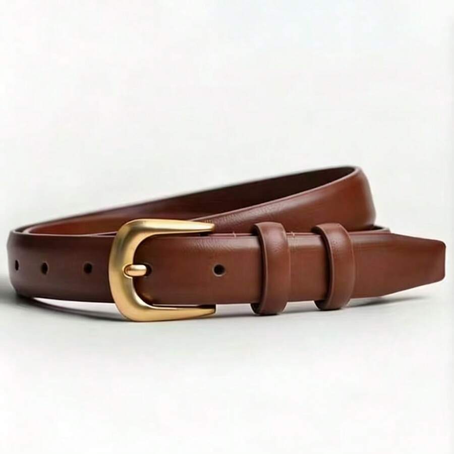 1条女士高品质PU休闲时尚百搭腰带，适合日常休闲、商务、用餐、约会等场合，可搭配牛仔裤、休闲裤。 - 棕色 - 查看 1