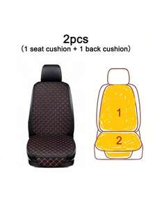 2pcs/Set Comfortable Faux Leather Universal Car Seat Cushion, 4-Season Front Seat Pad With Star Embroidery, Front Single Seat With Backrest Anti-Slip (1 Front Seat Pad + 1 Backrest Pad) - Multicolor - View 13