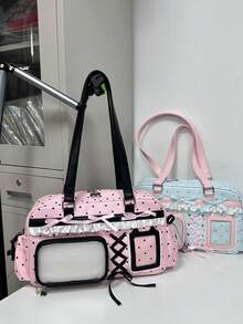 1个休闲时尚街头风甜美可爱波点星星透明徽章装饰单肩包，适合日常、通勤、聚会、送礼、斜挎包 - 彩色 - 查看 9