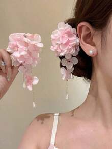 2pcs Elegant Simple Pink Hydrangea Faux Pearl Hair Clips For Women, Suitable For Everyday Wear, Home, School, Beach, Work, Party, Holiday, Birthday, Back-To-School Season, New Year, Valentine's Day, Mother's Day, Wedding, Music Festival, Graduation, Claw Clips, Hair Claws, Hair Slide, Hair Barrettes, School Stuff, Faux Pearl Hair Accessories, Cute Accessories, Valentines Accessories, Head Accessories - 粉色 - 查看 7