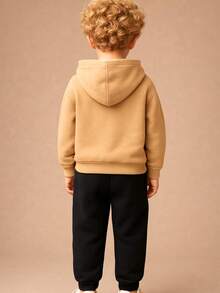 Children's Printed Sweatshirt Set, Blouse And Flannel Trousers - 米色 - 查看 3
