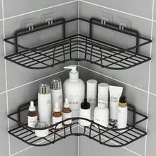 1pc No Drill Bathroom Shelf, Wall Mounted Shower Caddy, Corner Rack, Wall Hanging Storage Unit, Suitable For Kitchen, Home And Bathroom Decor, Storing Shampoo Etc.; Autumn Decor, Back To School Bathroom Accessory - White - View 4