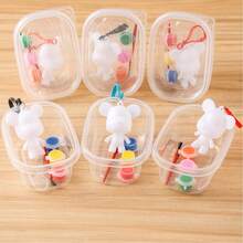 1set/Random Fluid Bear Keychain, DIY Graffiti Painting Material Kit, Pigment + Spoon + Bear + Brush Packed In Bag/Box, Creative Handmade Bear Toy, Painting Set Back To School,Mother's Day,Mom's Gift,Back To School,School Supplies - Randomly Painted Bear - View 6
