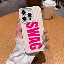 适用于 17 Pro Max、17 Pro、16 Pro、16 Plus、15 Pro Max、15 Pro、15 Plus、15、14 Pro Max、14 Pro、14 Plus、14、13 Pro Max、13 Pro、13 Pro、12 Pro Max、12 Pro、12 Pro、11 Pro Max 的字母 SWAG 图案手机壳 - 高级软壳，新款时尚 - 白色 - 查看 6