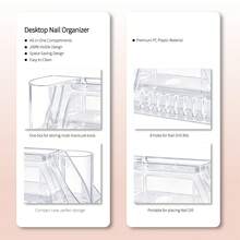 1pc Multi-Functional Transparent Nail Art Tool Storage Box - All-In-One Desktop Organizer, Can Store Nail Drill Bits, Nail Tips, Nail Or Beauty Brushes, Nail Files, Etc. Durable And Easy To Clean, 8 Compartments For Neat And Convenient Storage, Suitable For Professional Nail Salons, Beauty Parlors Or Home Manicure - Clear - View 6