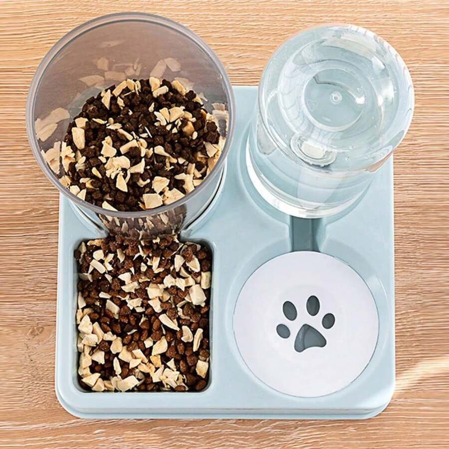 2-In-1 Automatic Dog Food Bowl, Pet Cat Water Dispenser, Cute Dog Feeder, Elevated Food Bowl - 1L - View 1