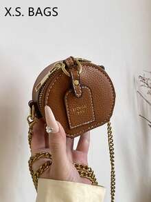 Mini Bag,Fashionable Women's Mini Round Coin Purse With Key Ring And Shoulder Strap For Mom & Kids,Cross Body Bag Women,Cross Body Bag Women,Purse Wallet,Small Bag,Bags Cross Body Bag - Brown - View 1