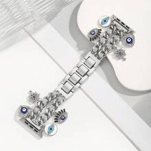 1pc Gold Metal Double Chain Adjustable Watch Band Strap Suitable For Ultra2 1 SE S9 8 7 6 5 4 3 2 Watches, 38mm/40mm/41mm/42mm/44mm/45mm/49mm (Watch Not Included) - Silver - View 9